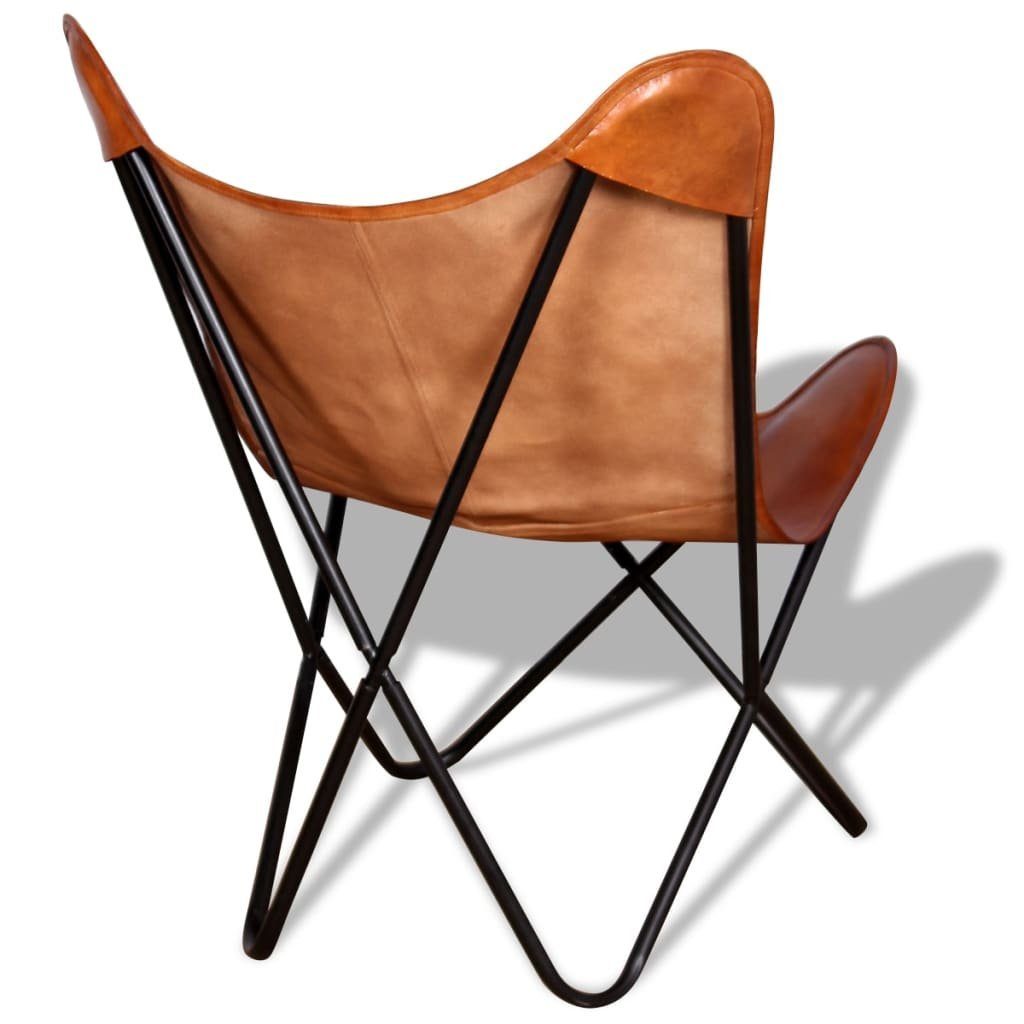 vidaXL Sessel Butterfly-Sessel Braun Echtleder (1-St)
