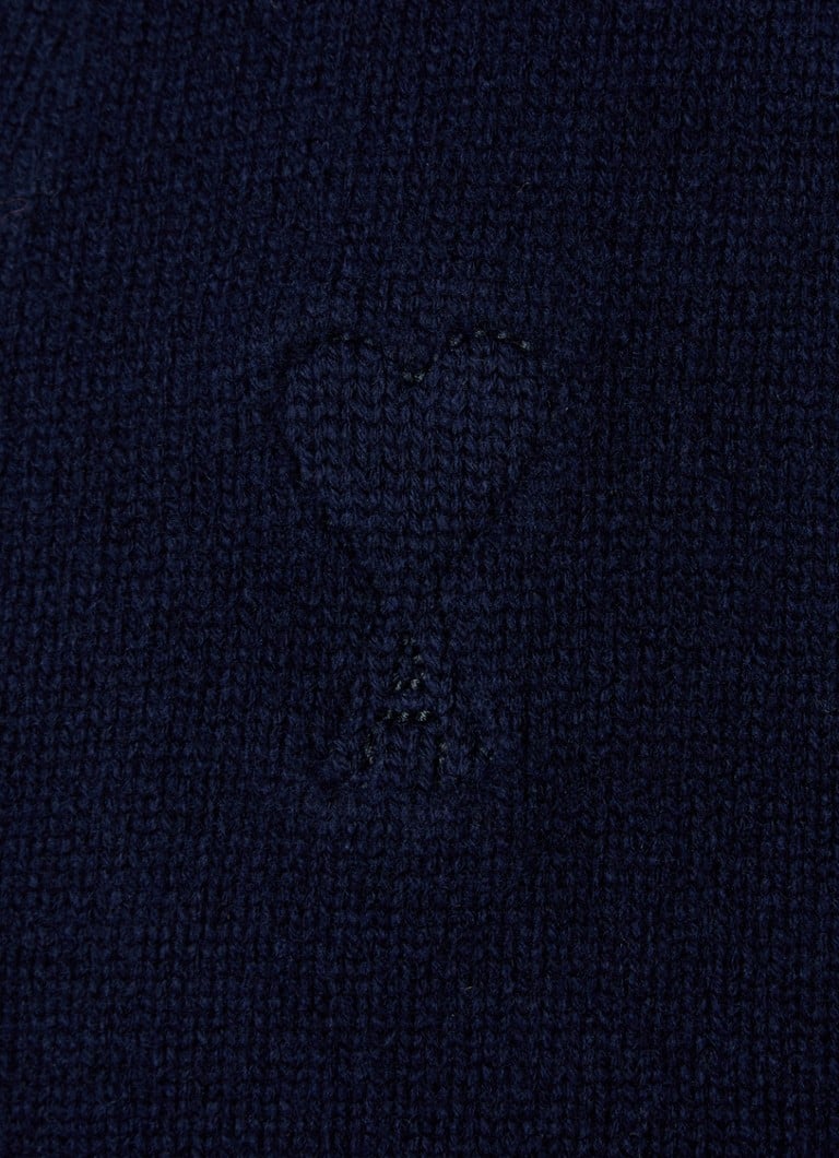 Cardigan elegant tricotat, cu amestec de cașmir și logo-ul AMI Paris.