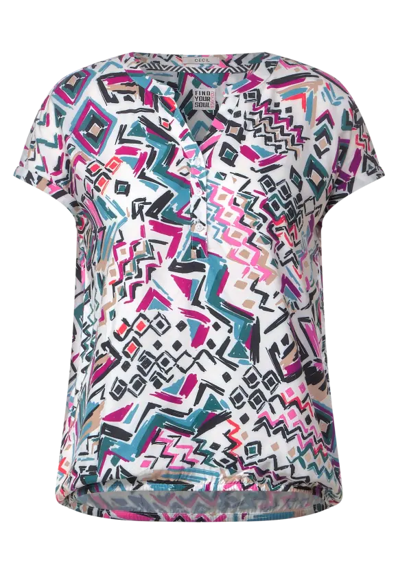 CECIL Printbluse mit Elastiksaum