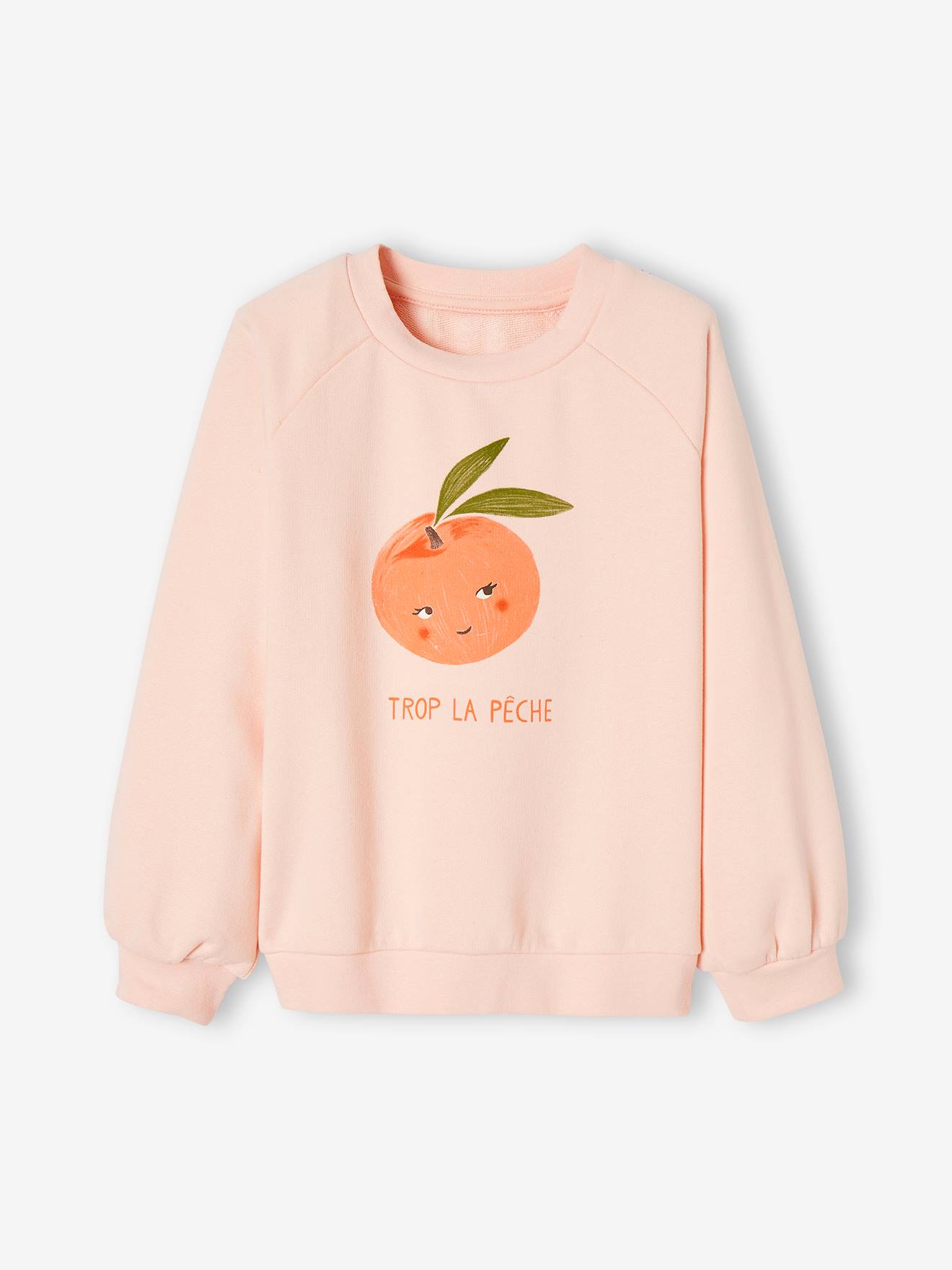 Sweat motifs fruits fille rose pâle