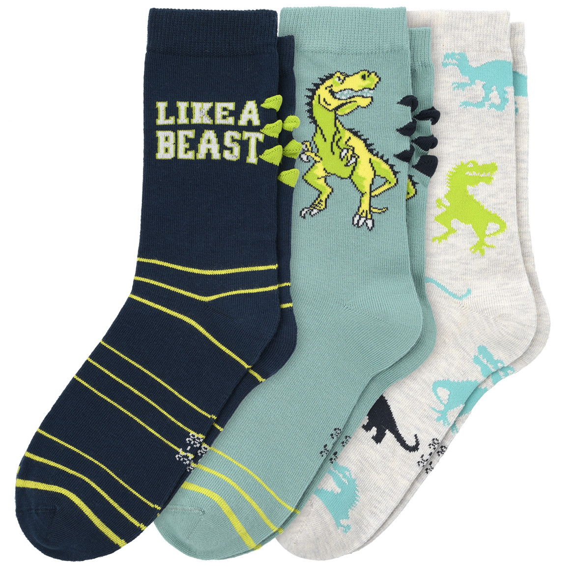 3 Paar Jungen Socken mit Dino-Motiv
