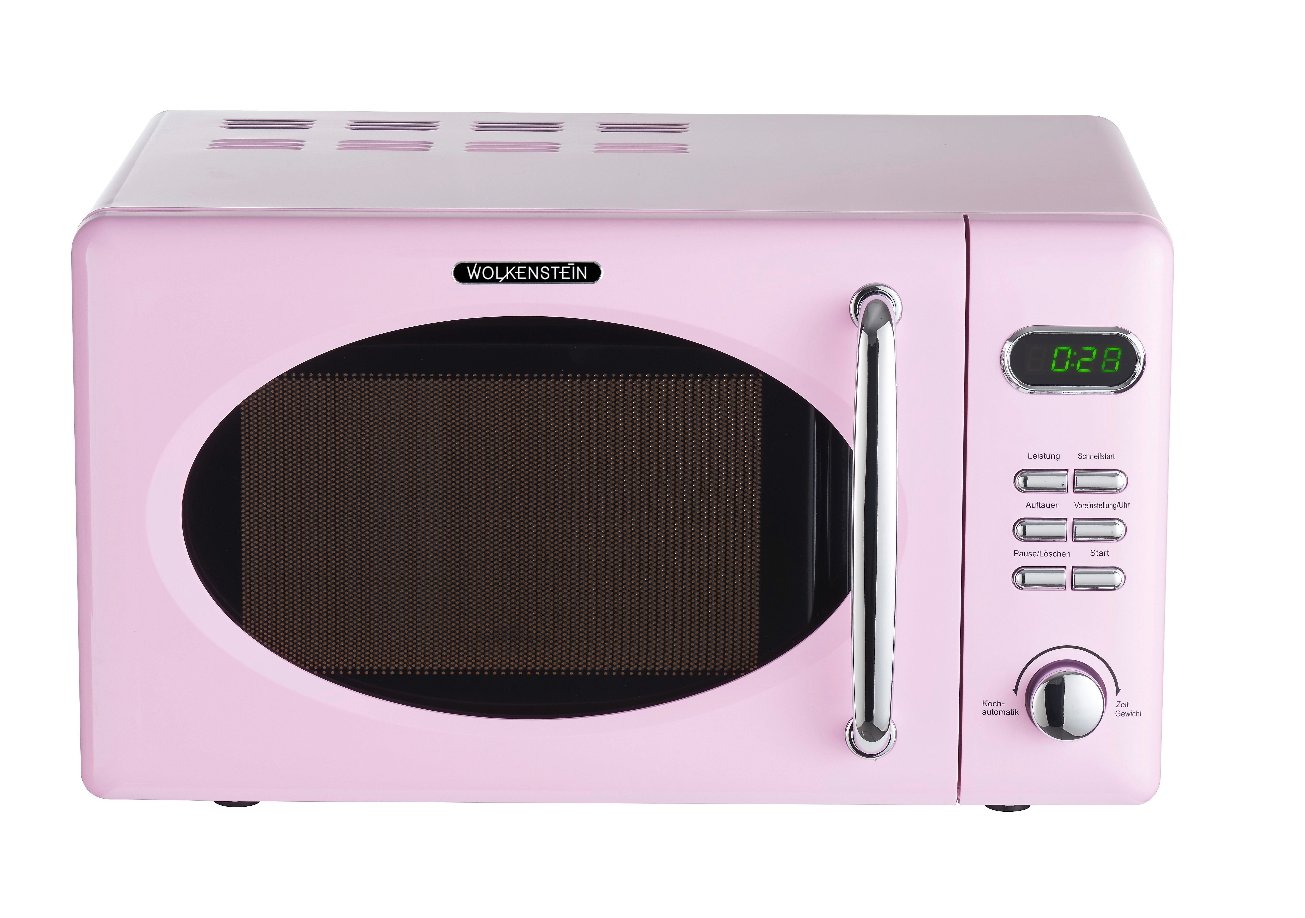 Wolkenstein Mikrowelle WOLKENSTEIN Mikrowelle WMW720 SP, Retro, 700 W, pink, Automatische Garprogramme 8, Auftaufunktion, 20,00 l, digitaler Timer