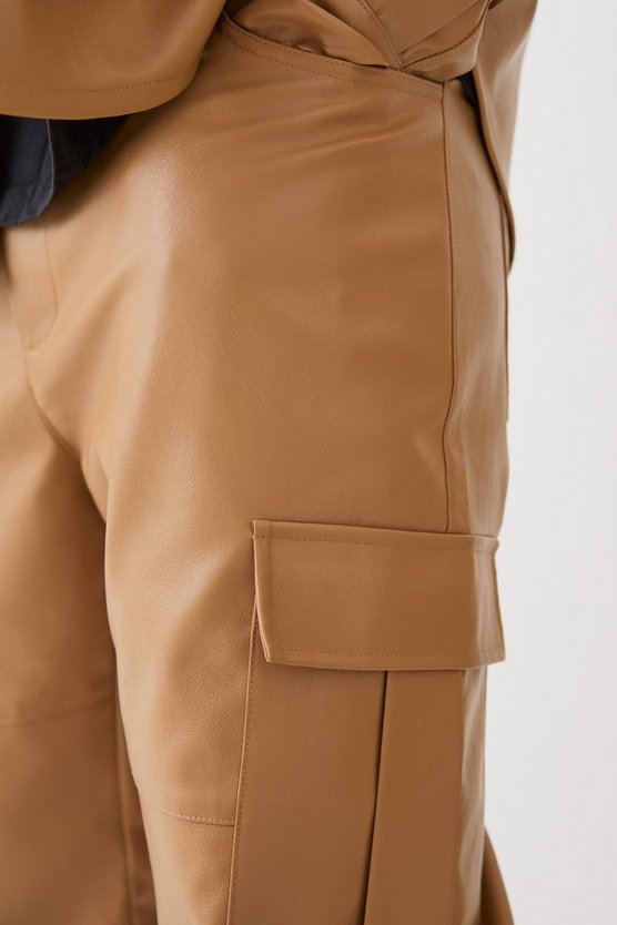 Fixed Waist Straight Leg Pu Utility Trouser