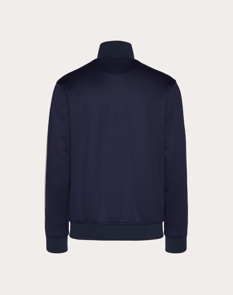 Højhalset acetat-sweatshirt med lynlås og Vlogo-mærke