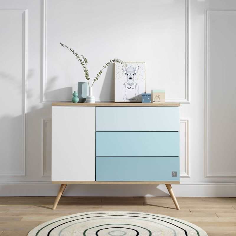 Commode 1 porte et 3 tiroirs Seventies