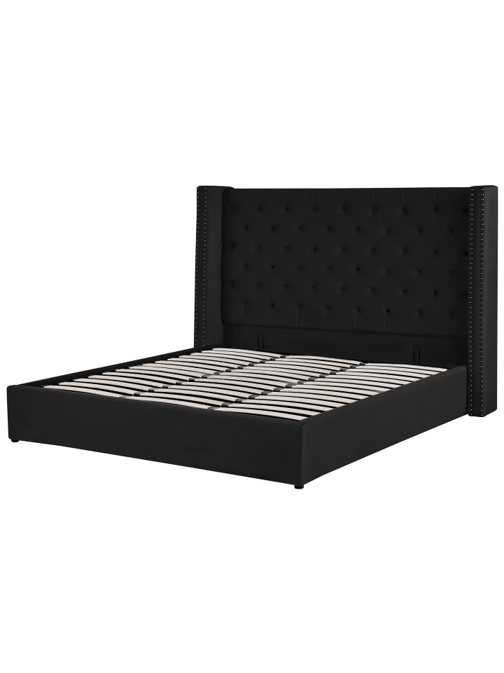 Beliani Doppelbett LUBBON in Schwarz/Silber - (W) 210 x (H) 144 x (L) 217 cm günstig kaufen onesize