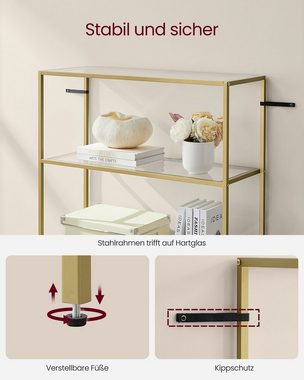 VASAGLE Standregal Regal mit 6 Ablagen, Badregal, gehärtetes Glas