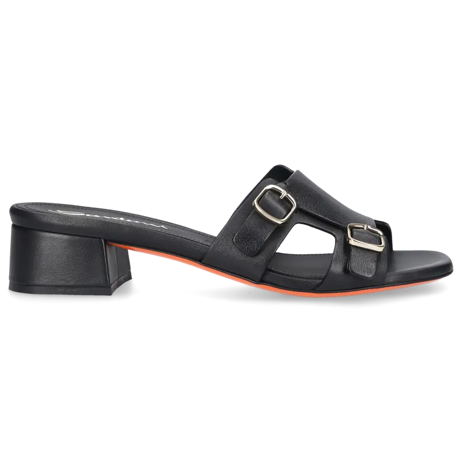 Santoni - Pantoletten 70987 Kalbsleder - schwarz