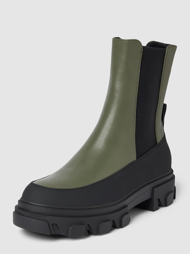 Chelsea Boots mit Kontrastbesatz Modell 'CHUNKY' in olivgrün