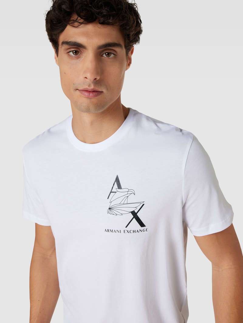 T-Shirt mit Label-Motiv-Print Modell 'AX Eage' in weiß