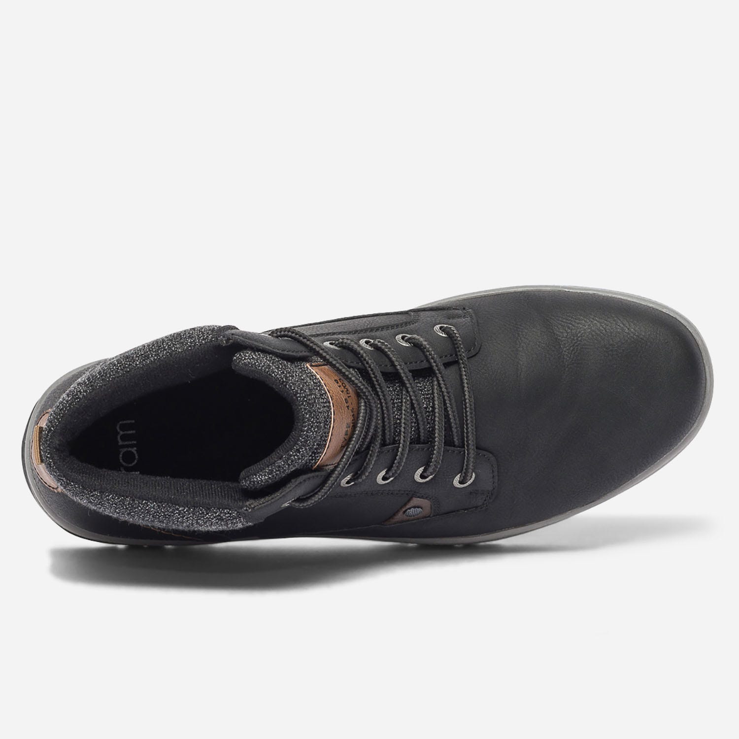 Boots à lacet noir avec col textile