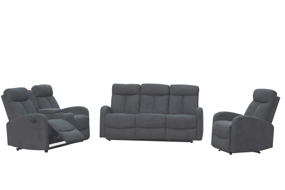 Happy Home Happy Home Relaxsofa-Set 3 tlg. mit 5 Relaxfunktionen & Tischfunktion Grau