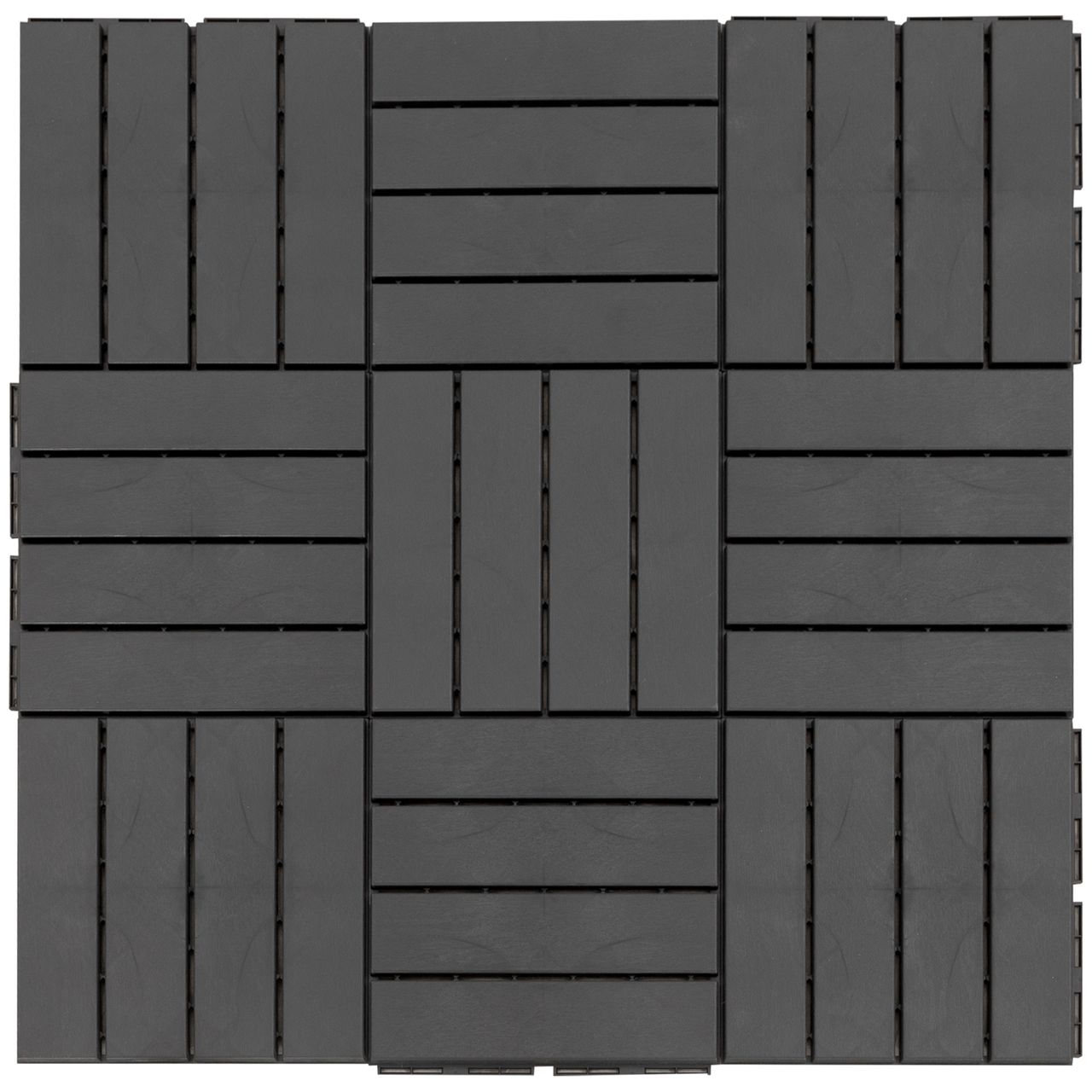 Outsunny 9 er Set Terassenfliesen Balkon Patio 30 x 30 cm Garten-Klickfliese Bodenbelag Bodenfliese Innen Außen Kunststoff Schwarz