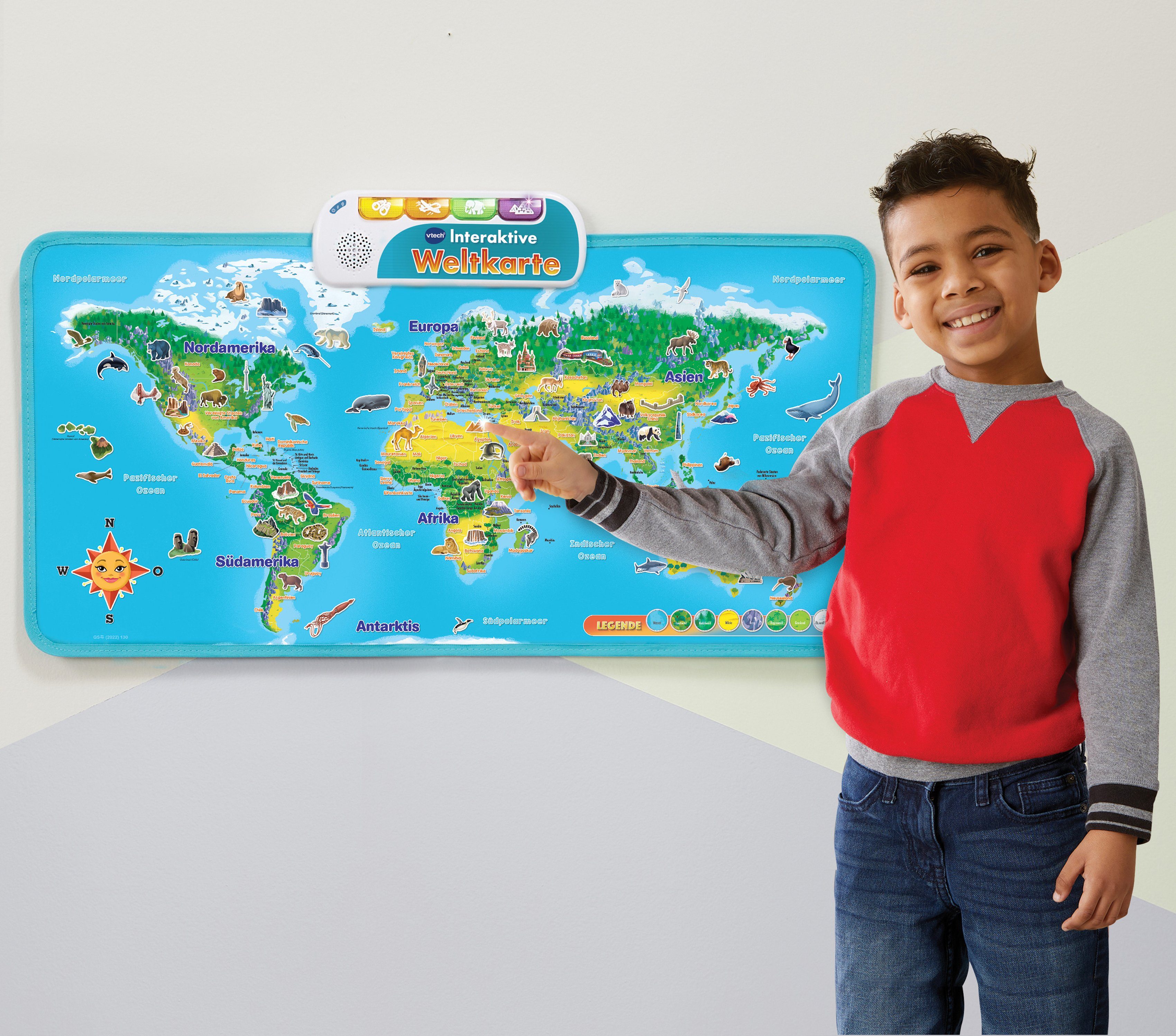 Vtech® Lernspielzeug School & Go, Interaktive Weltkarte, für Boden und Wand