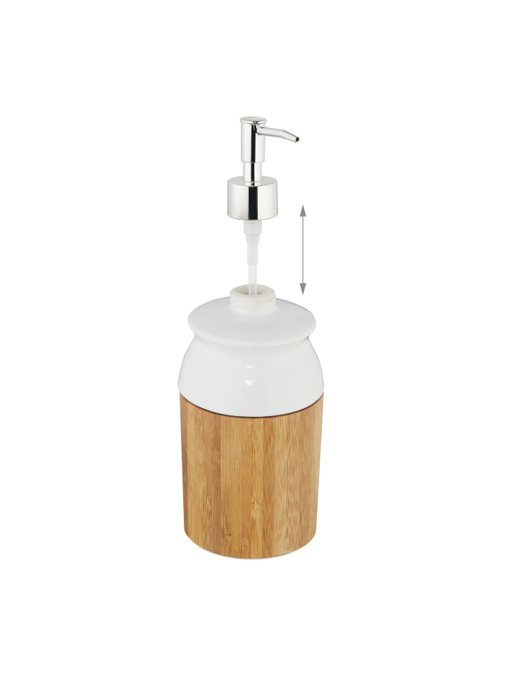 relaxdays Seifenspender in Natur/Weiß - 225 ml günstig kaufen onesize