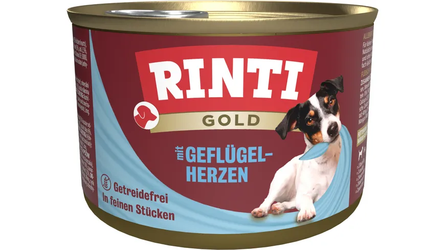 RINTI Hundenassfutter Gold Geflügel-Herzen 185 g