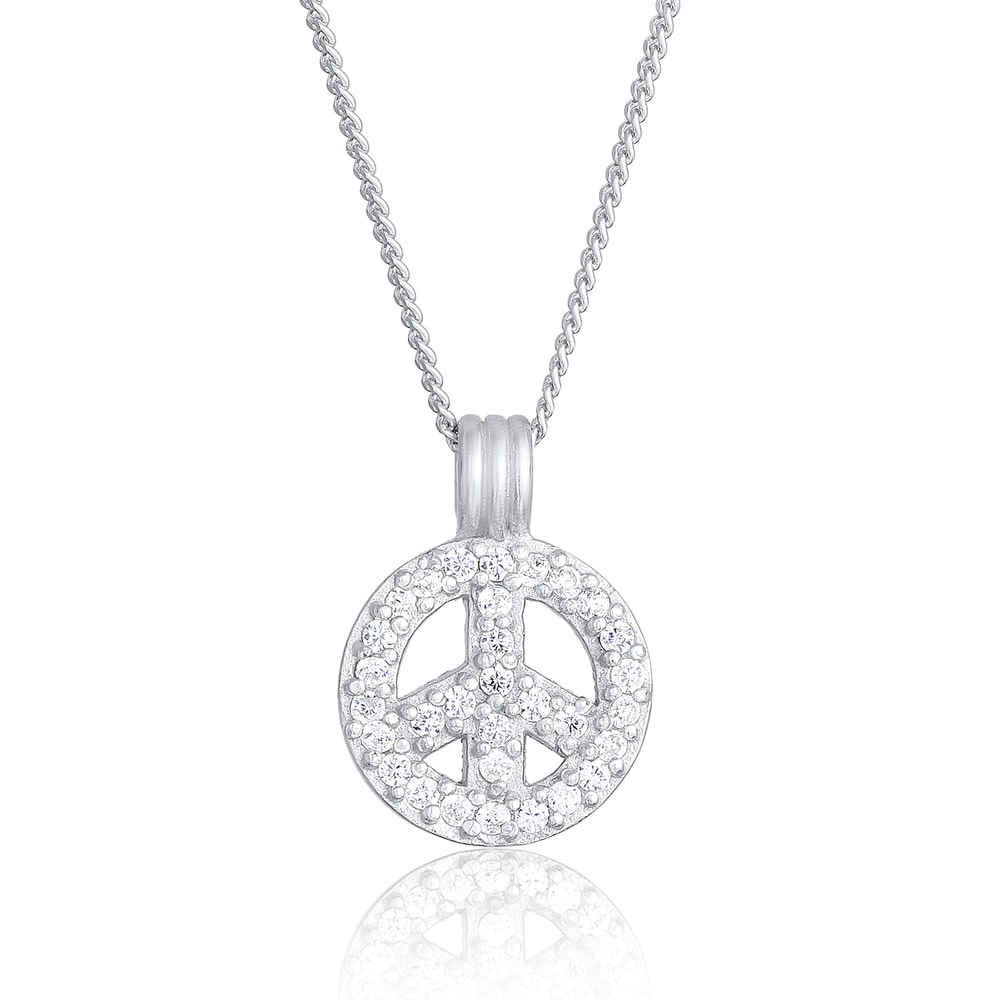Elli Elli Collier Femmes Pendentif Peace Boho Étincelant avec Cristaux de Zirconium en collier
