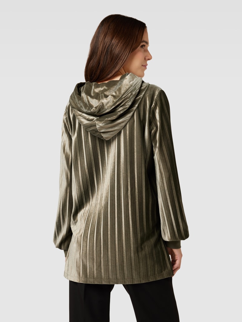 Hoodie mit Plisseefalten in olivgrün