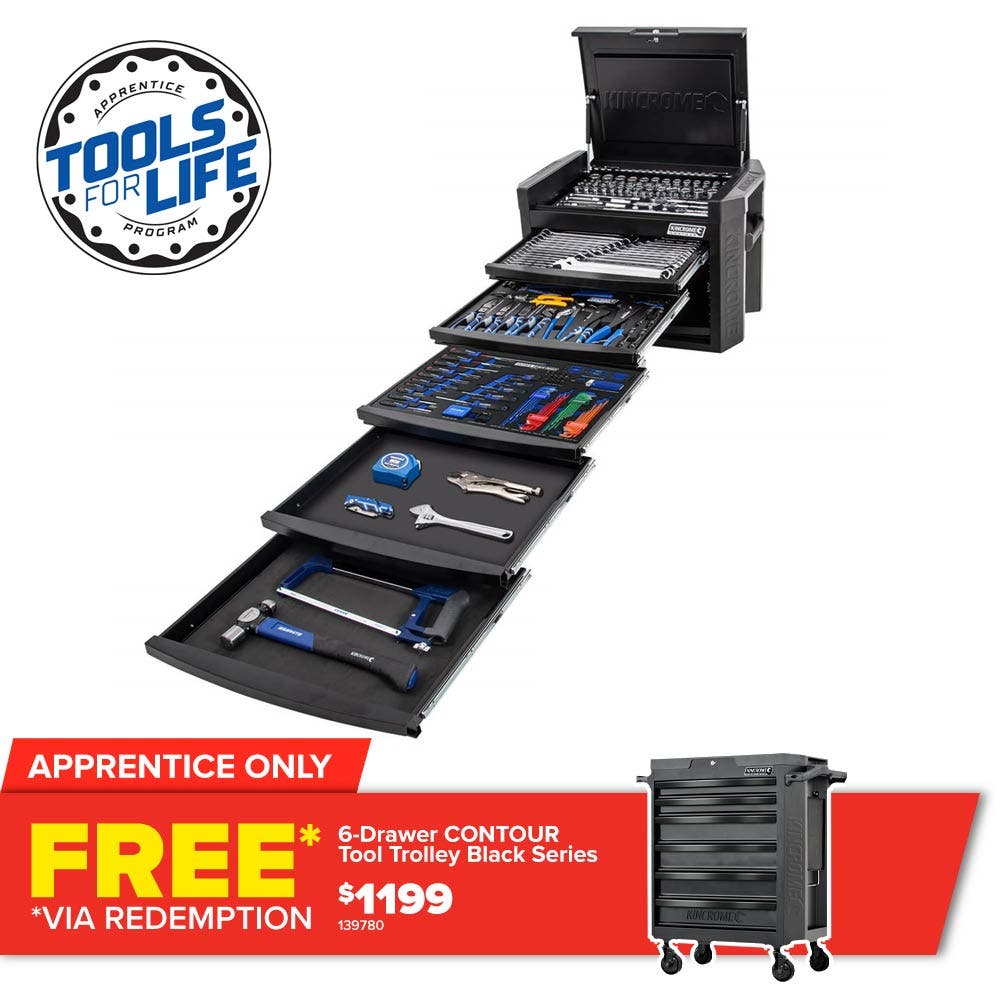 Conjunto de ferramentas de contorno KINCROME TFL de 246 peças com 6 gavetas, preto P1800MB