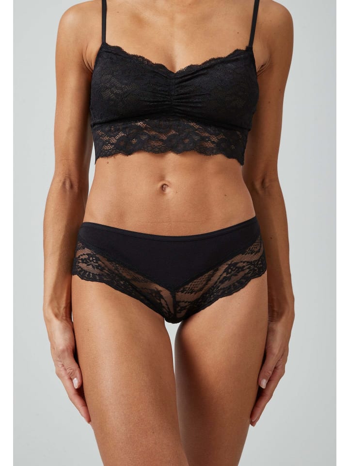 SNOCKS Hipster mit Spitze aus Bio-Baumwolle 3 Stück in Schwarz günstig kaufen
