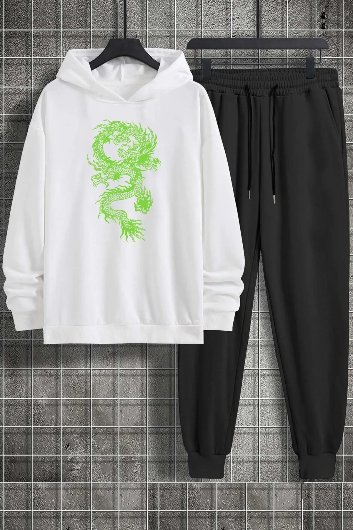 uyguntarz  Unisex-Trainingsanzug-Set mit chinesischem Drachen-Aufdruck