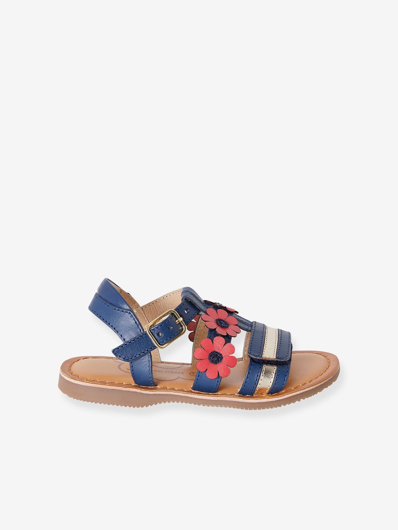 Sandales cuir fille collection maternelle bleu marine