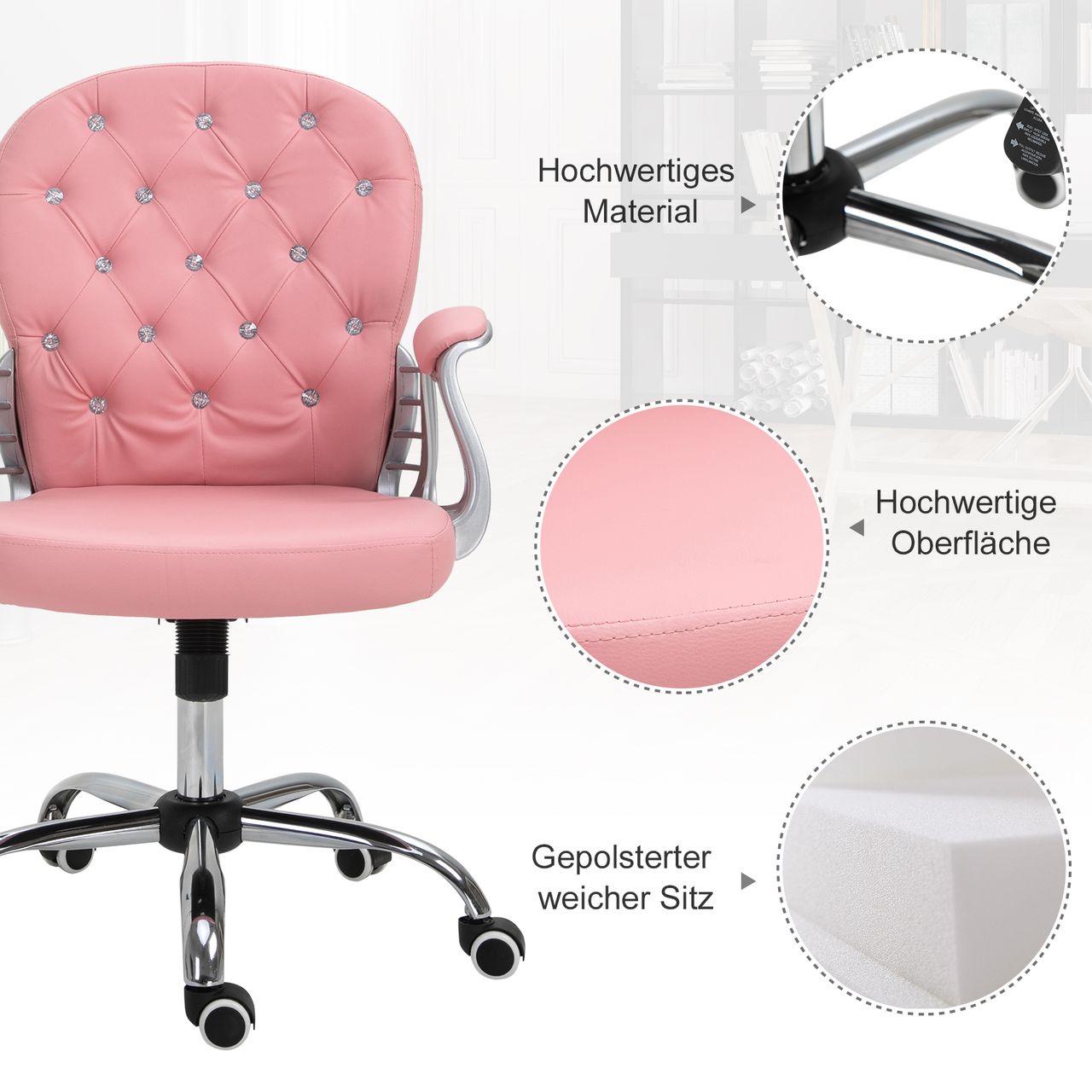 Vinsetto Ergonomischer Bürostuhl Chefsessel Gepolsterte Rückenlehne Grau