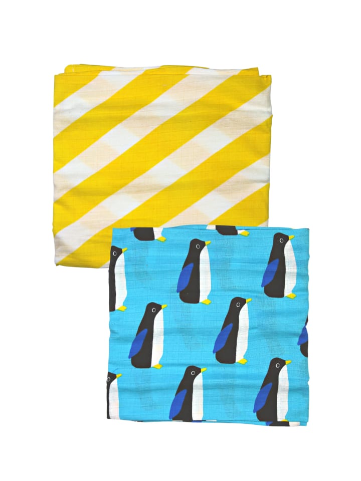 Toby Tiger Mulltücher im Doppelpack mit Arktis Print in blau günstig kaufen 0
