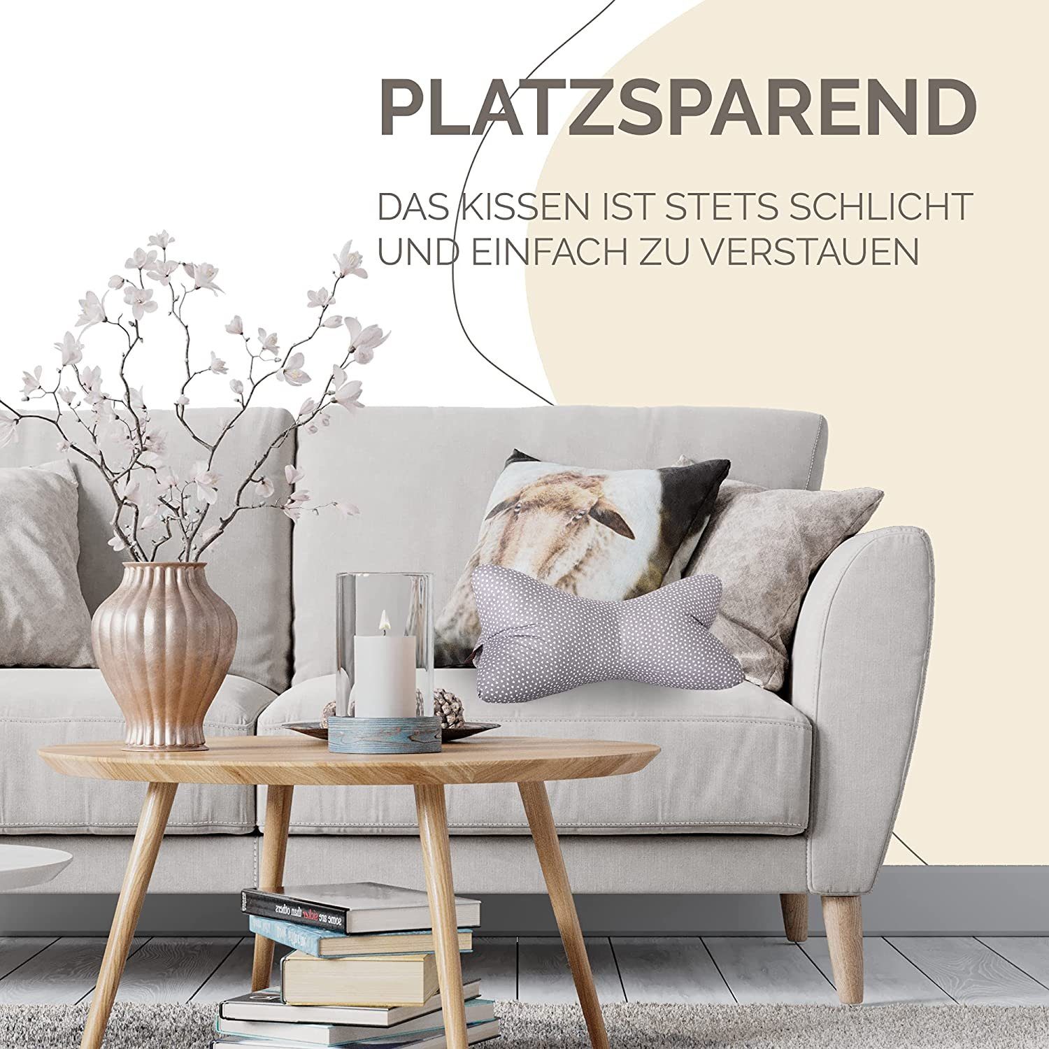 Dr. Berger Living Nackenkissen Leseknochen 40 x 18 cm Miniherz Grau