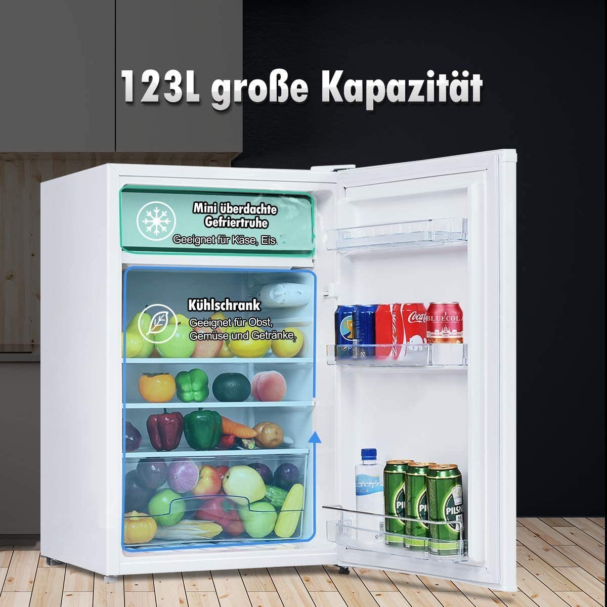 COSTWAY Kühlschrank FP10064DE/KS-123R, 84 cm hoch, 52 cm breit, 123 L