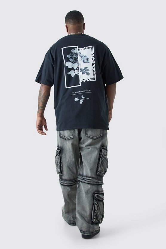 Plus Oversize T-Shirt mit floralem Foto-Print