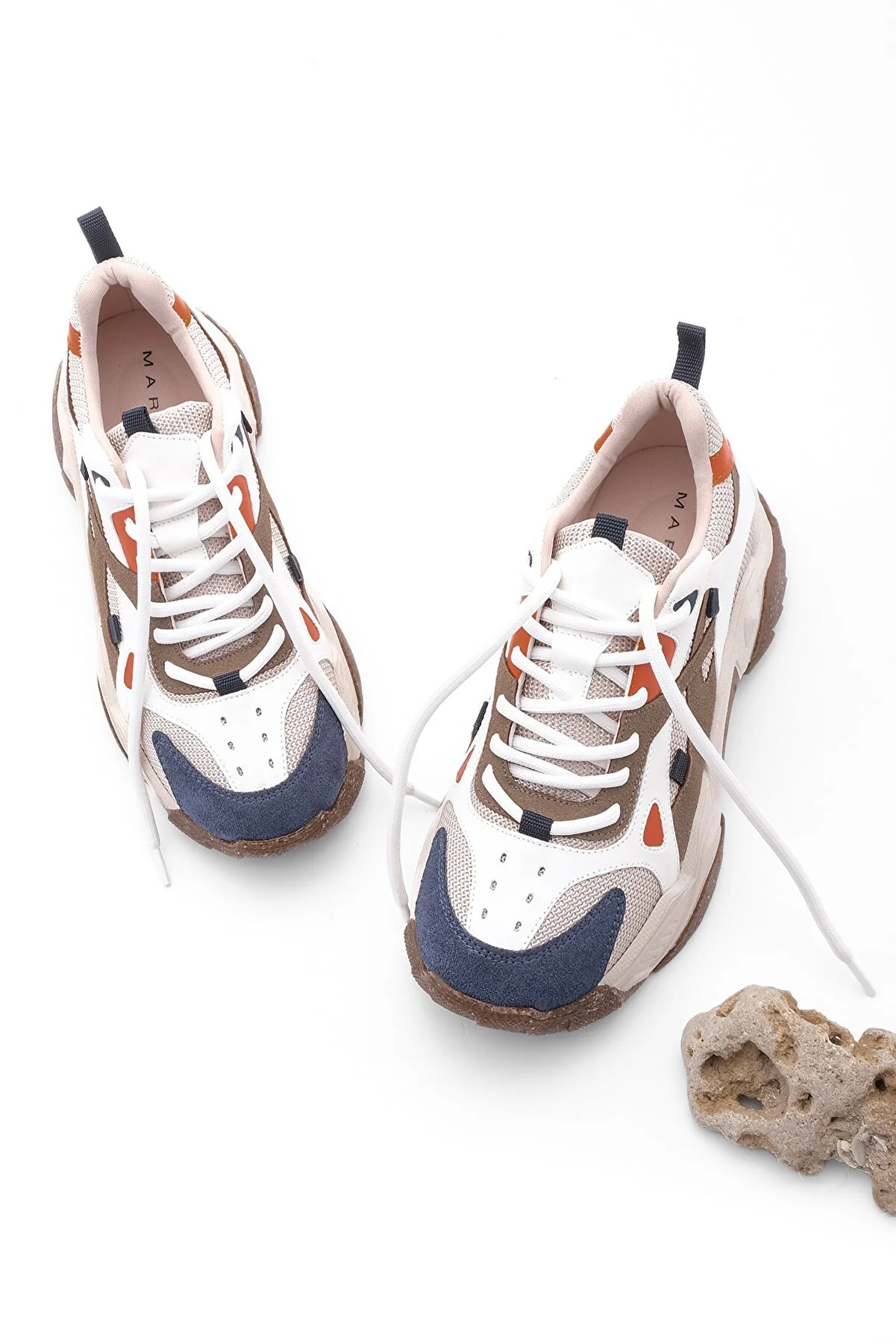 Marjin  Damen Sneaker mit hoher Sohle, Schnürschuh, Sportschuh Edisa Powder