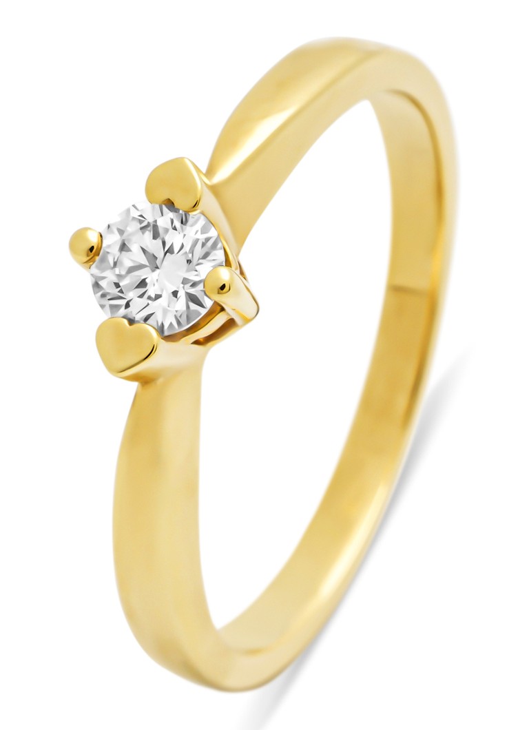 Diamond Point Yellow gold ring, 0.26 ct diamond, Hearts & Arrows