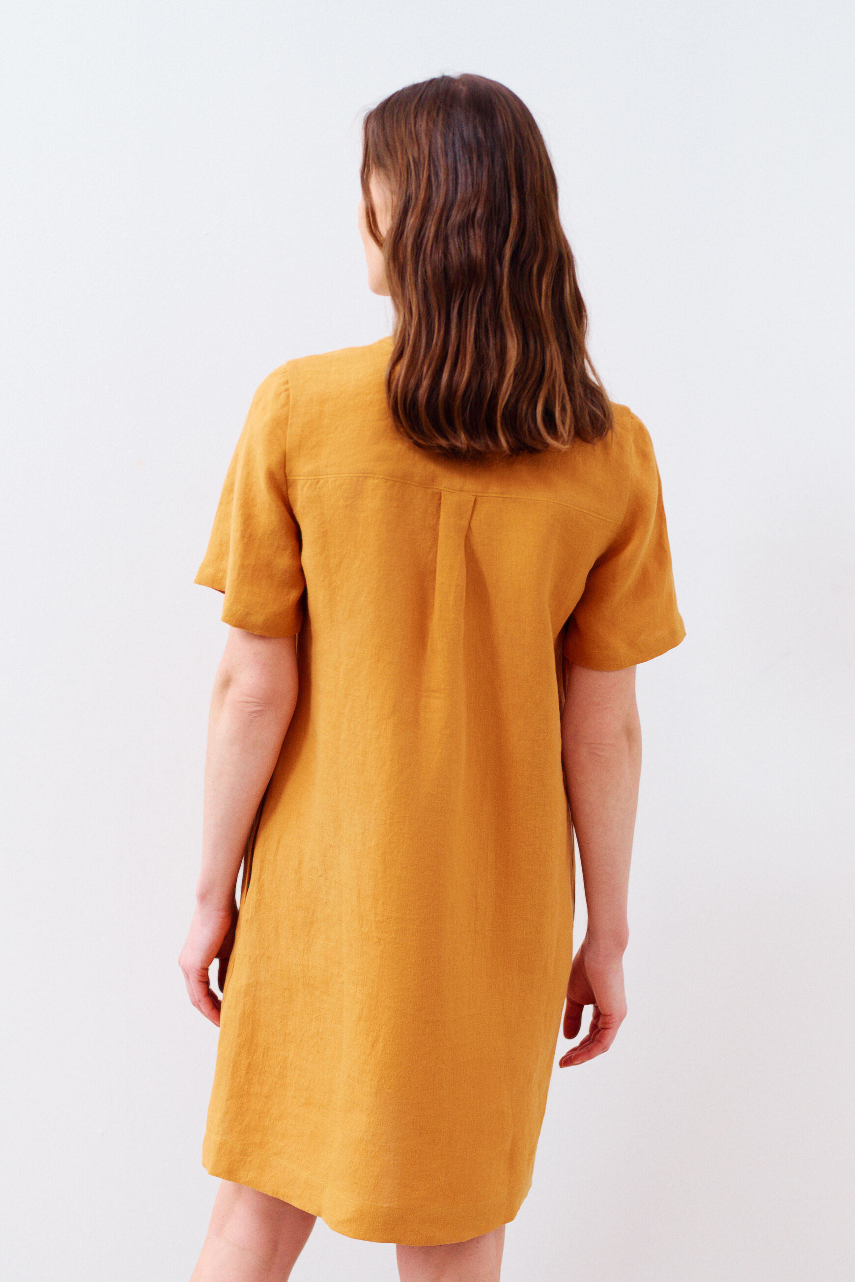robe beatrice 100% lin marron cognac femme