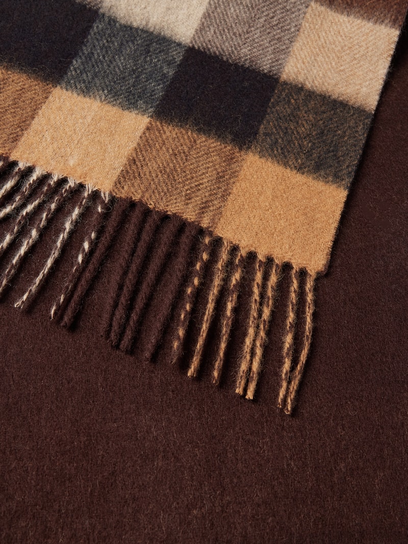 Schal aus Wolle mit Tartan-Karo Modell 'LARGS' in mittelbraun