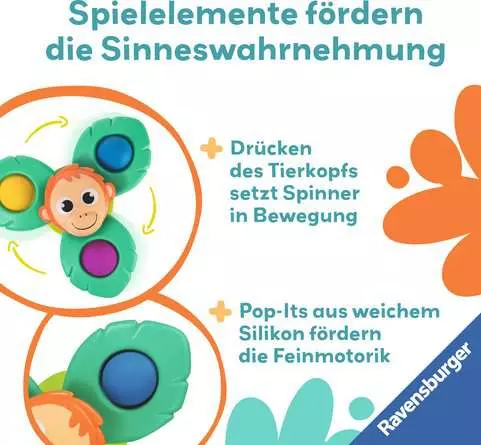 Play+ Pop-it Spinner: Affe - Babyspielzeug ab 6 Monaten