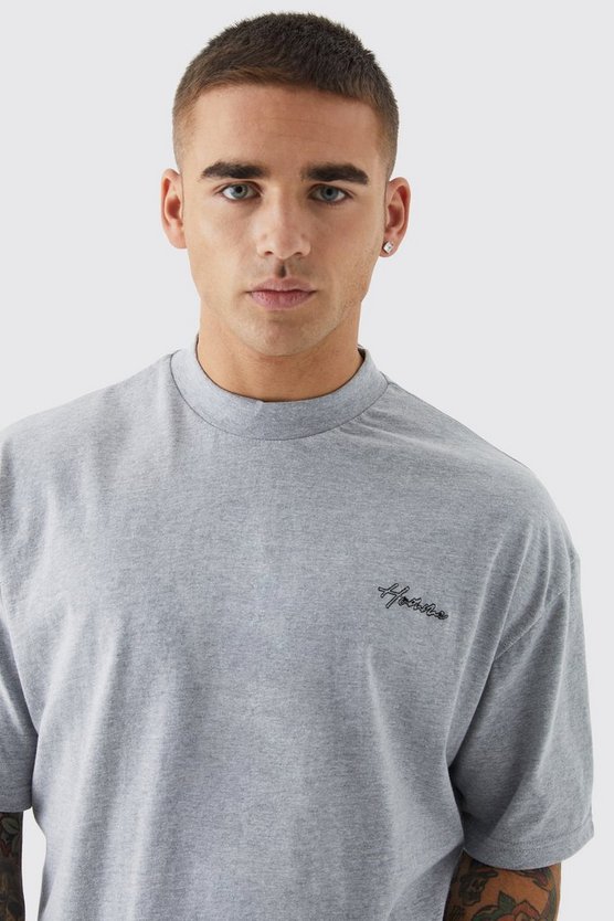 Oversize T-Shirt mit Homme-Stickerei