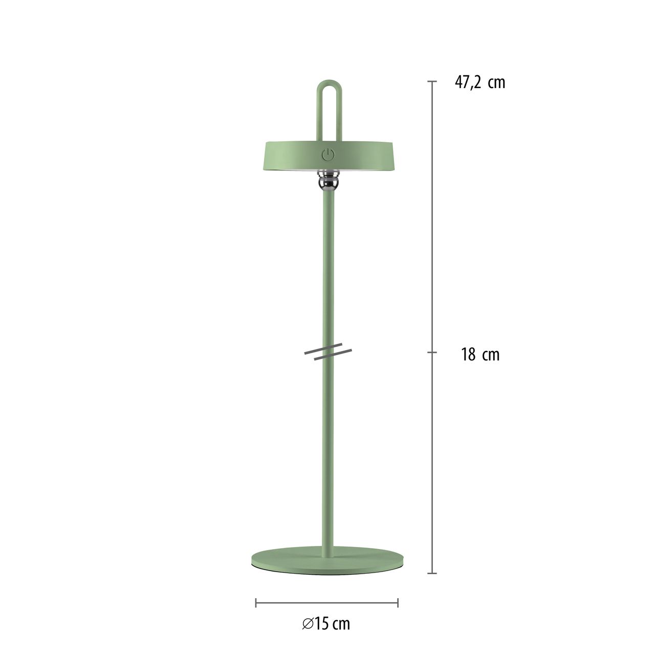 JUST LIGHT Akku Tischleuchte AMAG, 1x LED-Board/1,50Watt/2700Kelvin, IP44, Grün