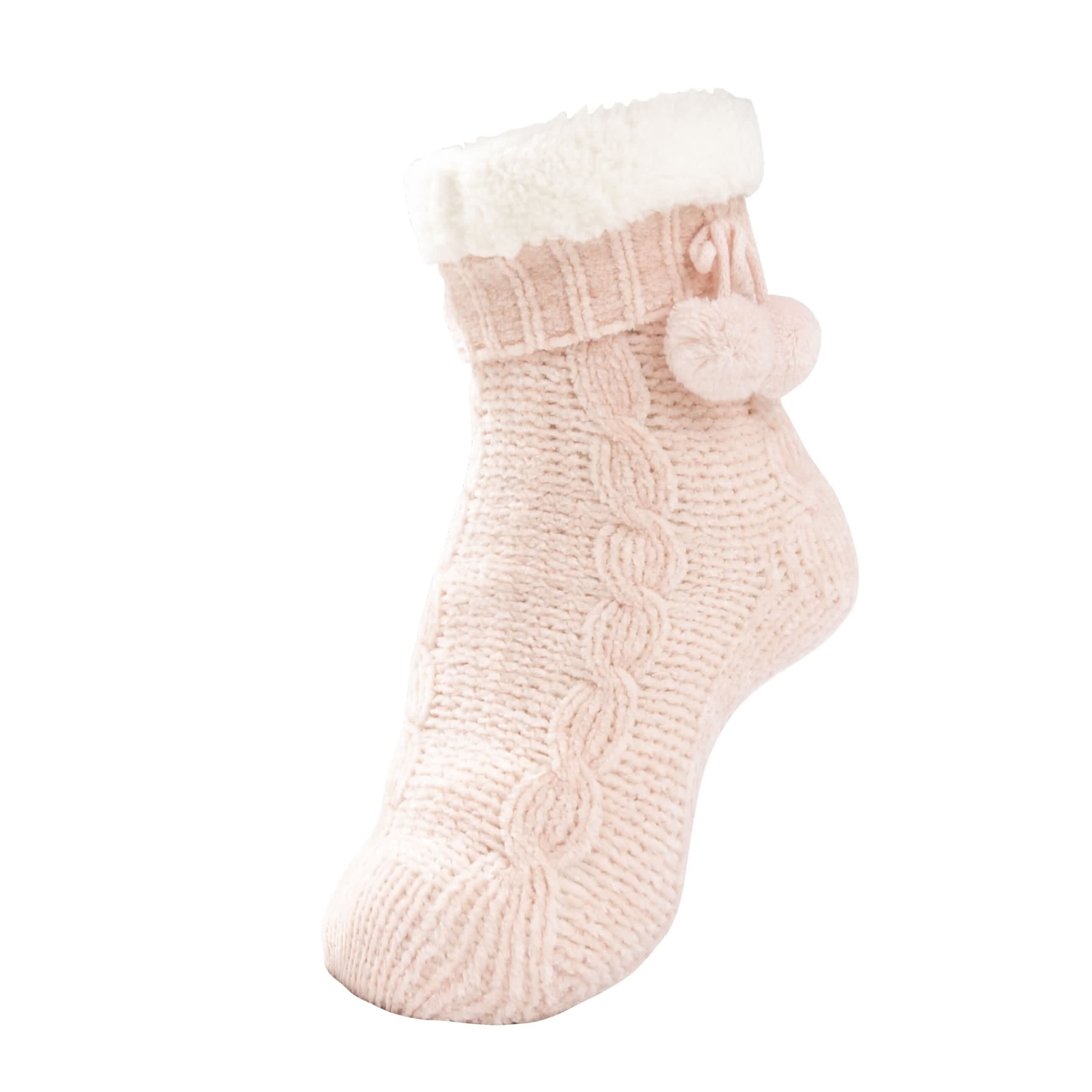 RAIKOU Hüttensocken Hausschuhe Stiefelsocken Lammfell ABS Gr. 35-42 Plüsch Hausschuhe (2-tlg., 1 Paar) mit einem rustfesten sohle