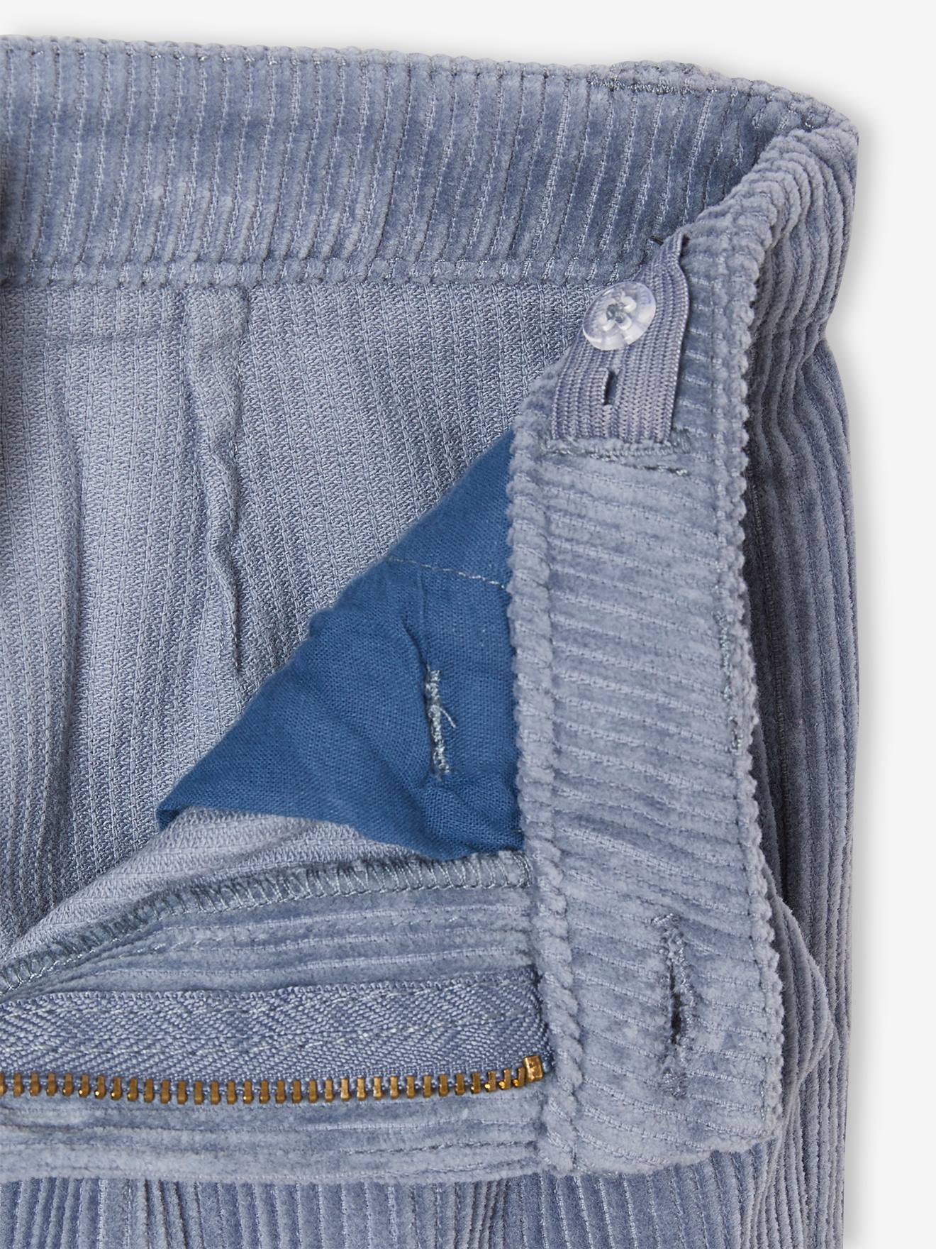 Pantalon large en velours côtelé fille bleu