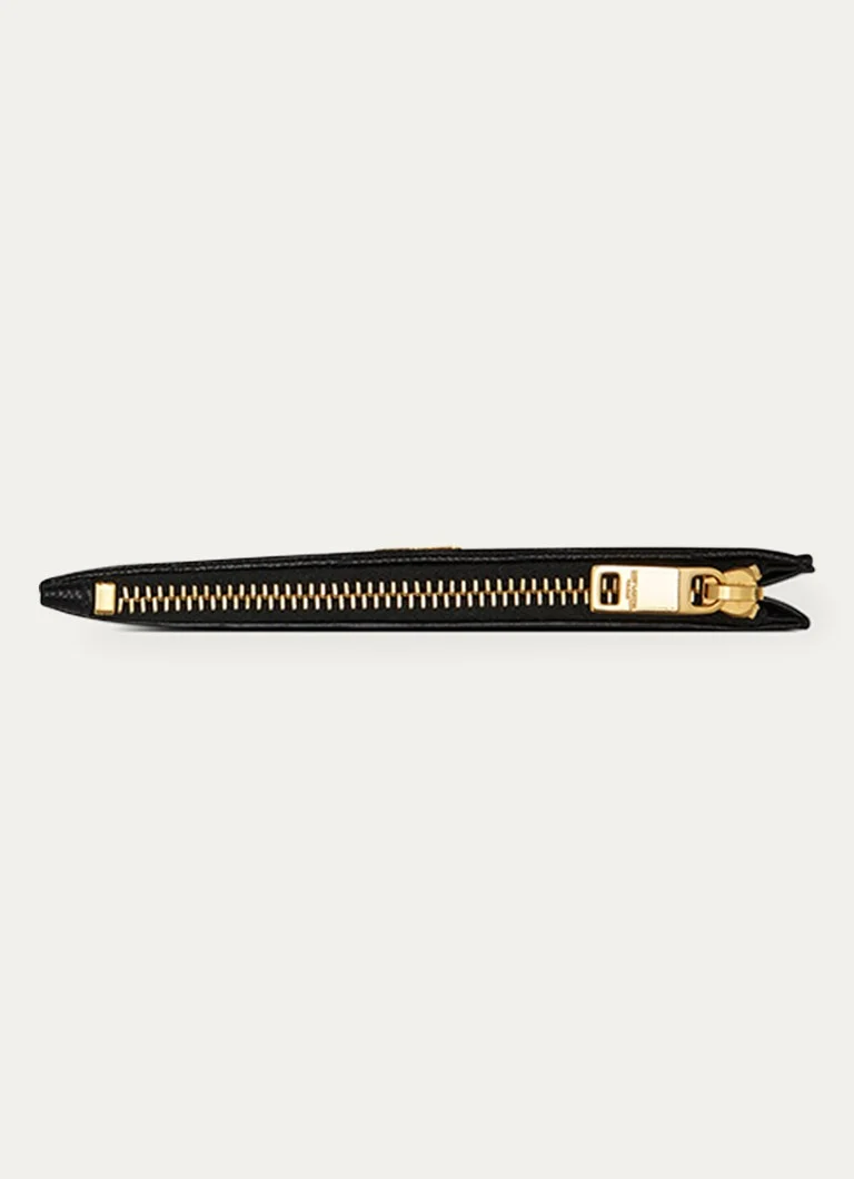 Suport card Saint Laurent Cassandre Zip Fragments din piele de vițel.