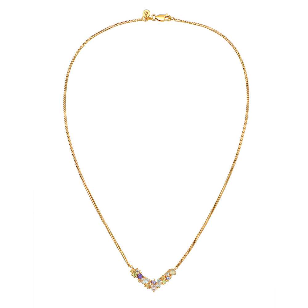 Elli PREMIUM Elli PREMIUM Collier Femmes pendentif forme V géo avec topaze, améthyste et pierr Bijoux