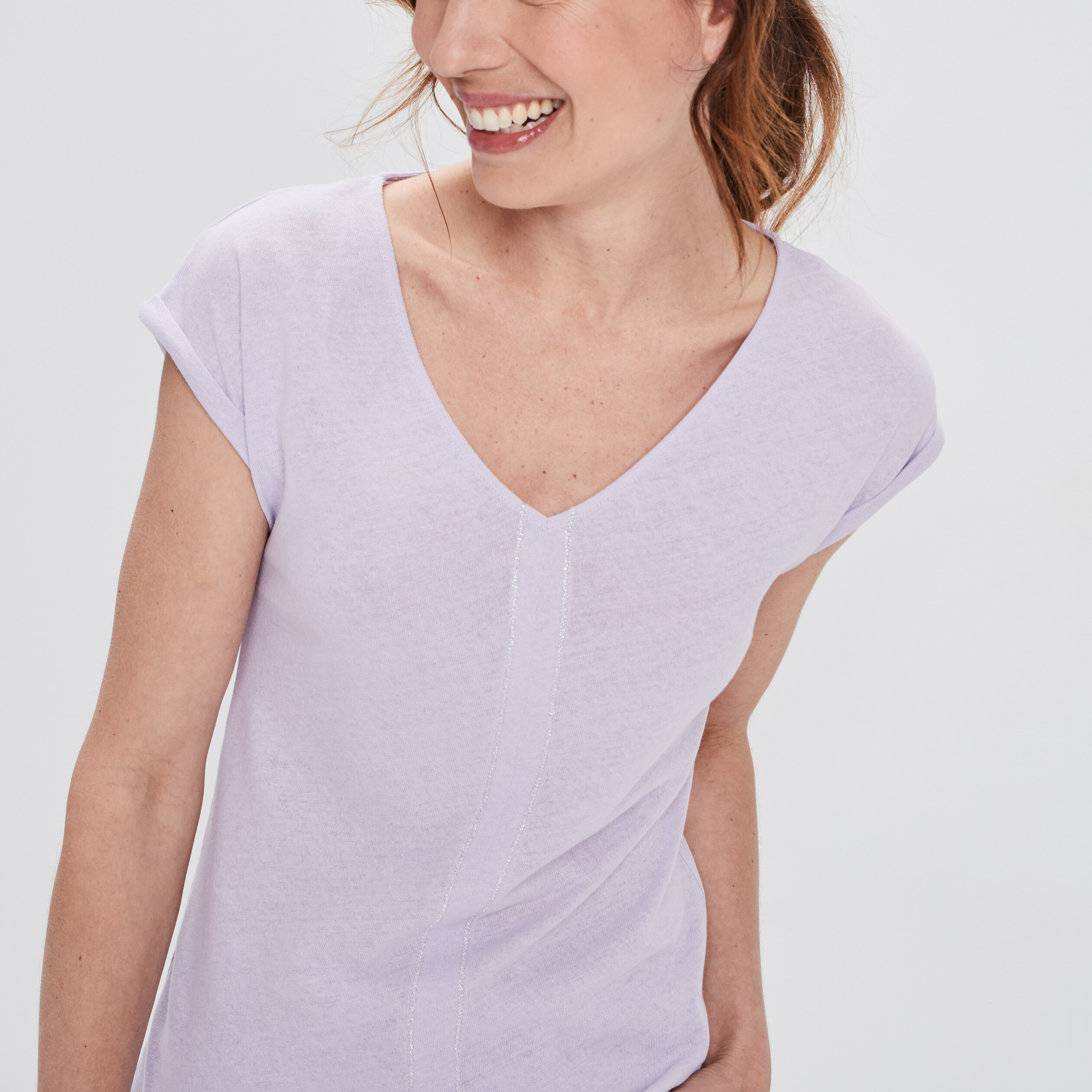 T-shirt en lin manches courtes parme femme | La Halle