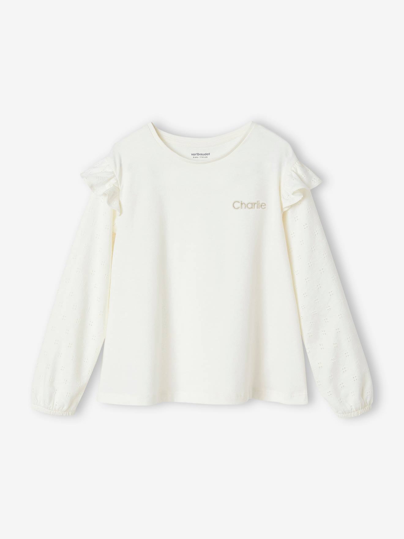 Tee-shirt volanté BASICS fille personnalisable marine