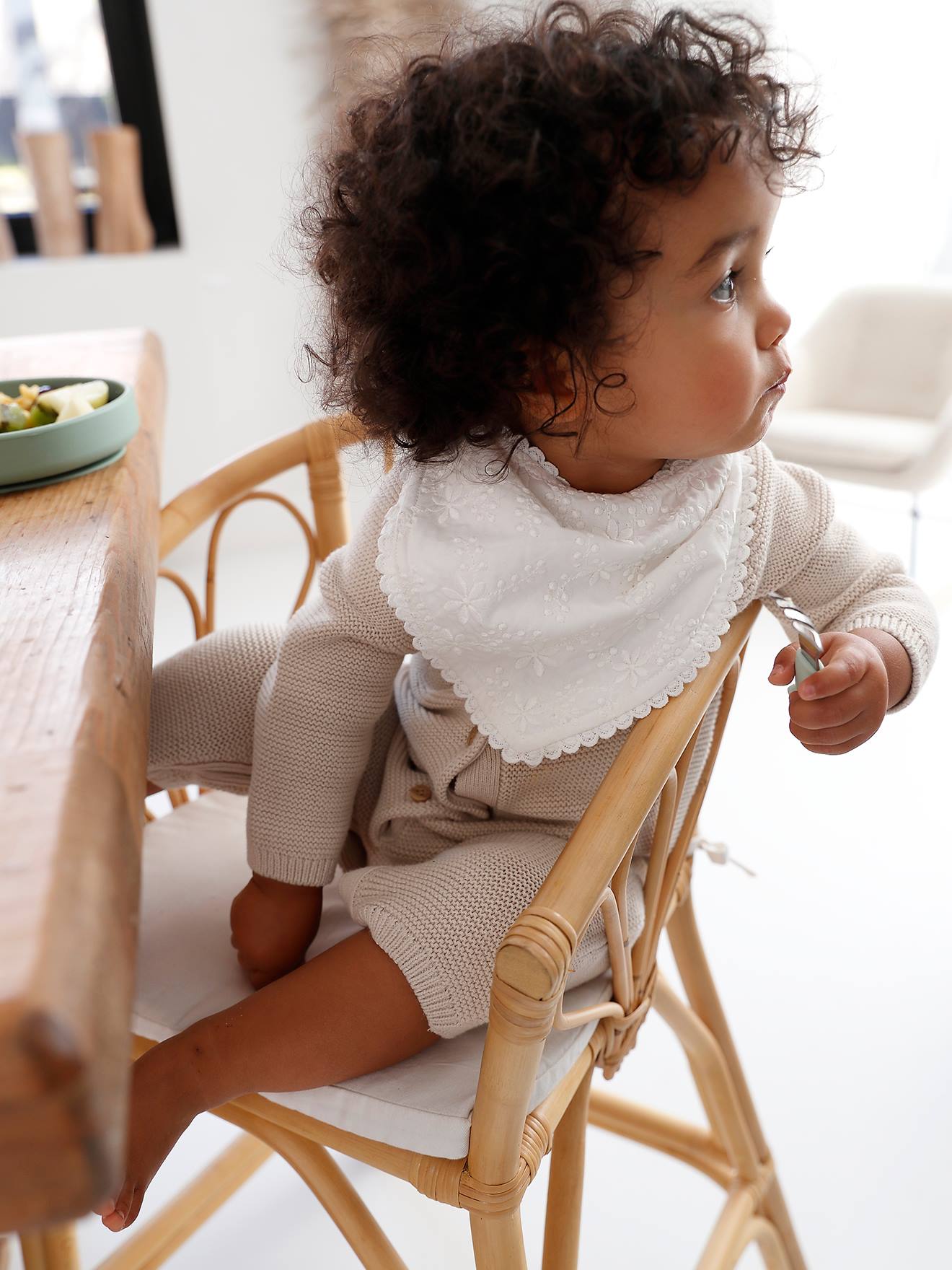 Vertbaudet 2er-Pack festliche Baby Halstücher/Lätzchen, personalisierbar - weiß