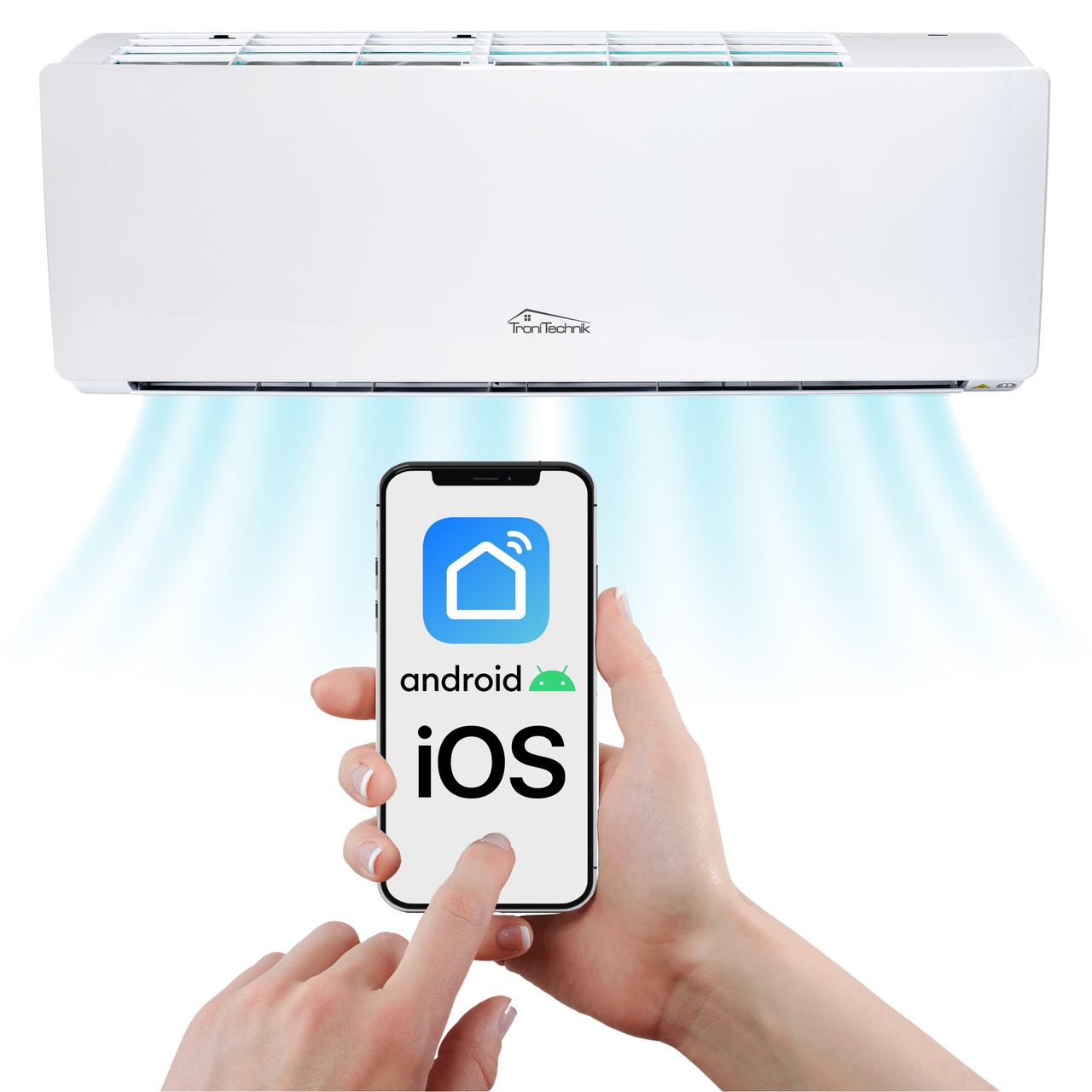 TroniTechnik Reykir Split Klimagerät Klimaanlage mit 9000 BTU, inkl. Zubehör und UV-C Reinigung