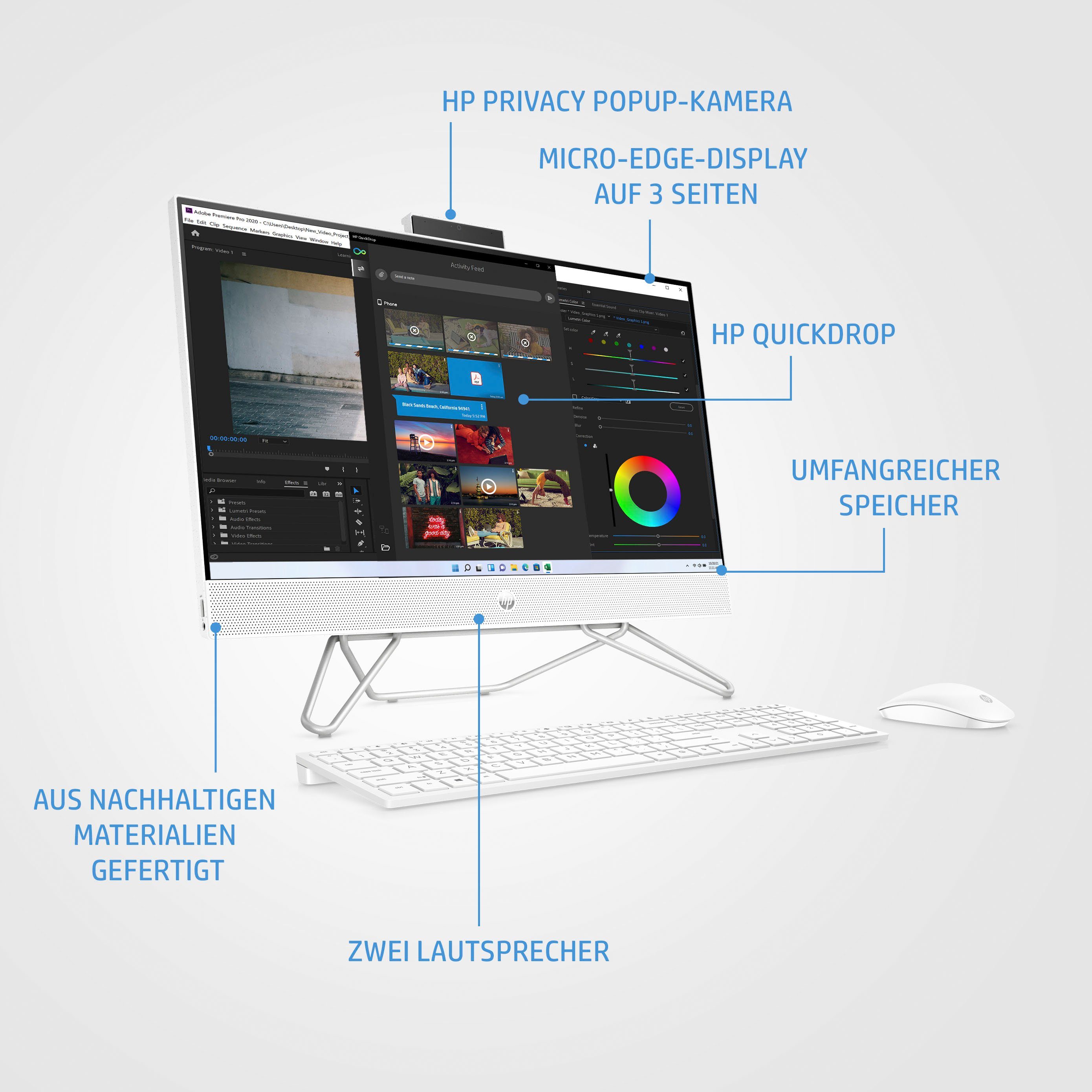 HP 24-cb0202ng All-in-One PC (23,8 Zoll, Intel Pentium J5040, UHD Graphics 605, 8 GB RAM, 512 GB SSD)