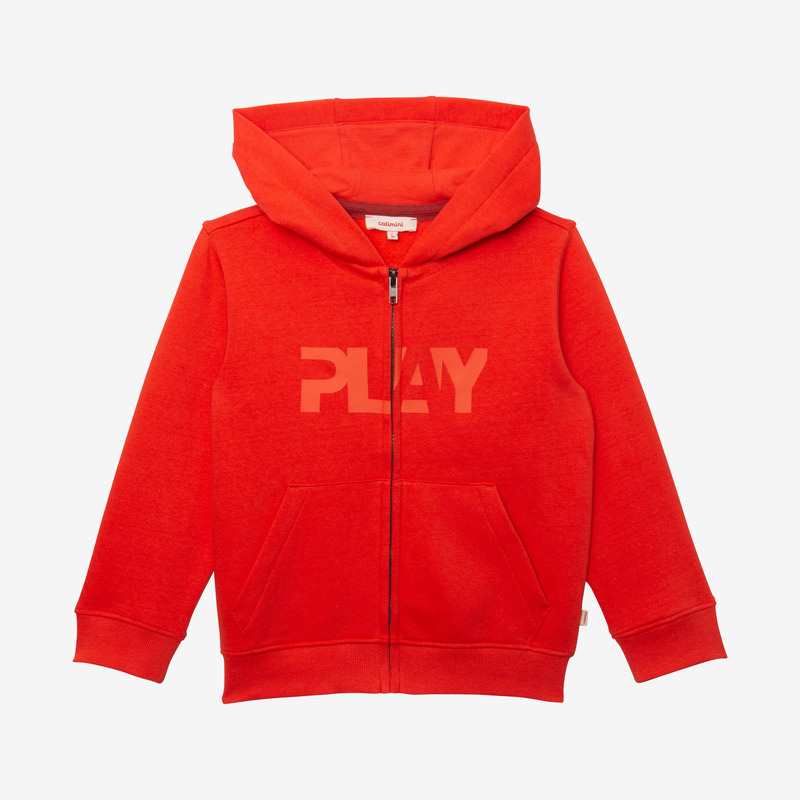 Cardigan garçon visuel encre rouge en coton recyclé Catimini