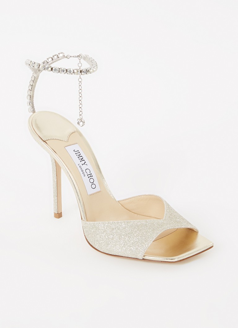 Sandale Jimmy Choo SAEDA 100 cu sclipici pudrat