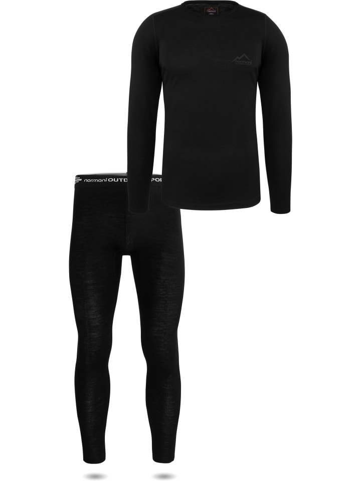 Normani Outdoor Sports Herren Merino Unterwäsche-Set Melbourne/Sydney in Schwarz günstig kaufen